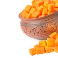 Chopped pumpkin slices  on white background Royalty Free Stock Photo