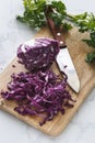 Chopped Red Cabbage on Kitchen Table