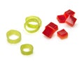 Chopped red and green peppers Royalty Free Stock Photo