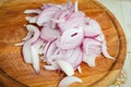 Chopped red onions on board Royalty Free Stock Photo