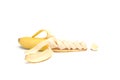 Chopped ripe bananas over white background. Royalty Free Stock Photo