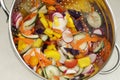 Chopped Salad Vegetables Mix in a Colander Royalty Free Stock Photo