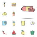 chopped sausage colored icon. food icons universal set for web and mobile