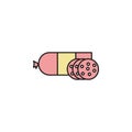 chopped sausage colored outline icon. Element of food icon for mobile concept and web apps. Thin line chopped sausage icon can be