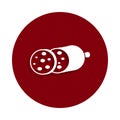 chopped sausage icon in badge style. One of meat collection icon can be used for UI, UX