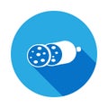 Chopped sausage illustration icon with long shadow. Element of meat product icon for mobile concept and web apps
