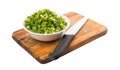 Chopped Scallions With Knife IV Royalty Free Stock Photo