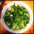 Chopped scallions in round bowl Royalty Free Stock Photo