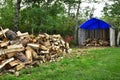 Chopped and Stacked Firewood Background Royalty Free Stock Photo