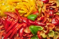 Chopped sweet peppers of different colors Royalty Free Stock Photo