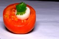 Chopped tomato, radish and coriander leaves decorated on white paper, symbol of indian tricolor, happy republic day, happy