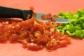 Chopped tomatoes and capsicum