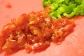 Chopped tomatoes and capsicum