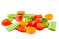 Chopped vegetables. Red, green pepper, carrot and