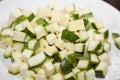Chopped zucchini on plate Royalty Free Stock Photo