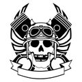 Chopper biker skull emblem crest tattoo ink illustration