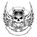 Chopper biker skull emblem crest tattoo illustration