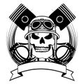 Chopper biker skull emblem crest tattoo ink illustration 1