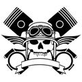 Chopper biker skull emblem crest tattoo ink illustration 3