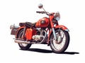 A chopper or bobber type motorcycle using watercolor medium.