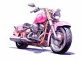 A chopper or bobber type motorcycle using watercolor medium.