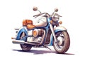 A chopper or bobber type motorcycle using watercolor medium.