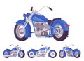 Chopper custom blue classic motorcycle, bobber bike Royalty Free Stock Photo