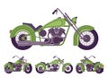 Chopper custom green decor classic motorcycle, bobber bike