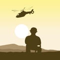 Chopper flyingby on sunset Royalty Free Stock Photo