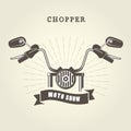 Chopper moto handlebar with rear-view mirrors