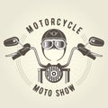 Chopper moto handlebar and vintage motorcycle helmet