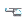 Chopper with skid vector thin line stroke icon. Chopper with skid outline illustration, linear sign, symbol concept.