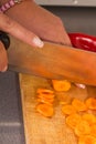 Chopping carrots Royalty Free Stock Photo