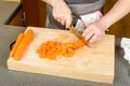 Chopping carrots Royalty Free Stock Photo