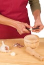 Chopping garlic Royalty Free Stock Photo