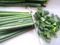 Chopping spring onion