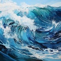 Choppy sea waves breaking foamy seaspray Royalty Free Stock Photo