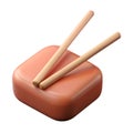Chopstick 3D Icon with Realistic Wooden Texture for Asian Cuisine and Dining Graphics Royalty Free Stock Photo