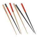 Chopstick vector chinese sushi isolated japanese chop food stick. Japan wooden bamboo stick