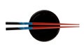 Chopsticks and black empty black bowl Royalty Free Stock Photo