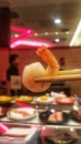 Chopsticks are delicious shrimp dishes in restaurants