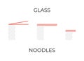 Chopsticks holding glass noodles icons set