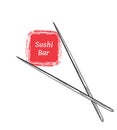Chopsticks Holding Sushi Roll Frame. Royalty Free Stock Photo