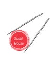 Chopsticks Holding Sushi Roll Frame Royalty Free Stock Photo