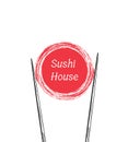 Chopsticks Holding Sushi Roll Frame Royalty Free Stock Photo