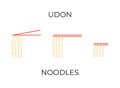 Chopsticks holding udon noodles icons set