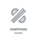 chopsticks icon vector from amusement collection. Thin line chopsticks outline icon vector illustration Royalty Free Stock Photo