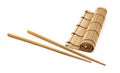 Chopsticks and makisu bamboo mat for sushi Royalty Free Stock Photo