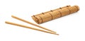Chopsticks and makisu bamboo mat for sushi Royalty Free Stock Photo