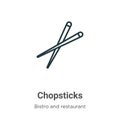 Chopsticks outline vector icon. Thin line black chopsticks icon, flat vector simple element illustration from editable bistro and Royalty Free Stock Photo